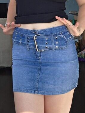 Light Wash Denim Mini Skirt with Belt - Made In MTL